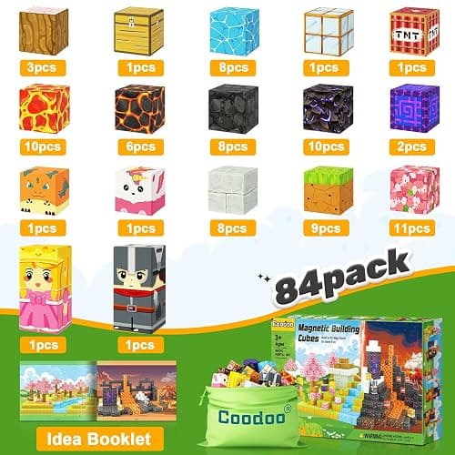 Magnetic Blocks - Build Mine Magnet World Magic Portal Set, Magnetic Tiles Building Blocks Toddler Toy STEM Sensory Outdoor Toys for 3+ Year Old Boys & Girls, Creative Kids Games Kids Toys 84PCS thumbnail 6