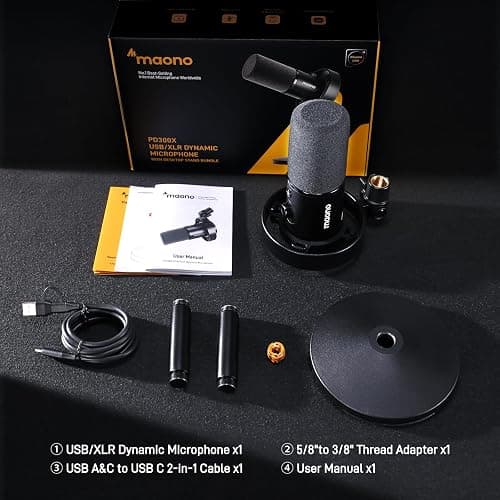MAONO USB XLR Dynamic Microphone for Podcast: PC Computer Gaming Mic with 192kHz/24bit for Studio Recording Streaming Content Creation PD300XT thumbnail 8
