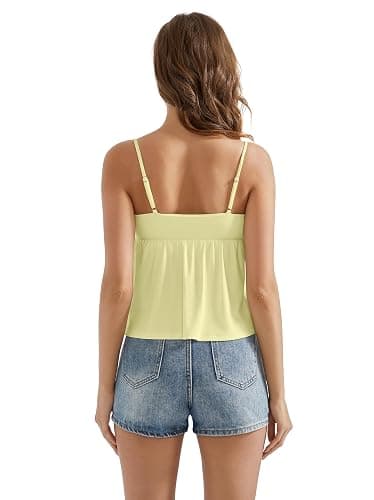OMKAGI Cute Peplum Camisole Tops for Women Built in Bra Sleeveless Going Out Tank Top thumbnail 3