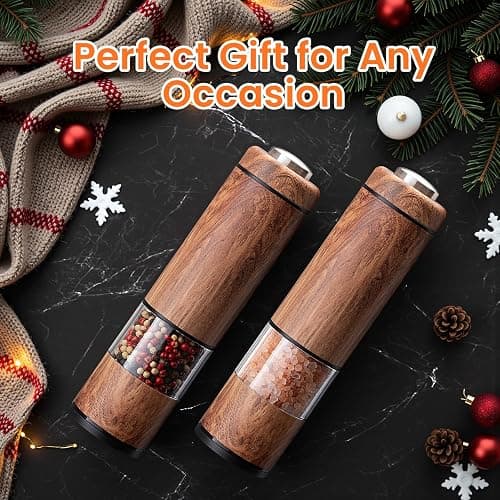 Electric Salt and Pepper Grinder Set, Refillable, Salt and Pepper Shaker, Automatic Salt and Pepper Grinder Set with LED Light, Adjustable Coarseness, One Hand Operation, Mill thumbnail 8
