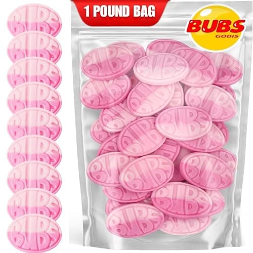 Bubs Wild Strawberry Pomegranate Ovals. 1 POUND of Soft & Chewy Swedish Candy. Marshmallow Gummy Hybrid Vegan, Gluten and Gelatin Free Foam Godis. Packed and Imported From Sweden by Nrdiq Candy. - Image 1