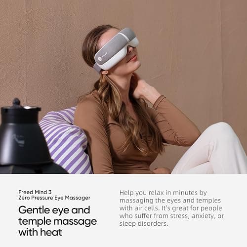 Eye Massager & Bluetooth Heat Sleep mask,Parents Gift Sets |With storage bag & greeting card | Migraine Relief,Relaxation,Bedtime Stress Relief | White Noise,3D airbag kneading| Smart Head Massager thumbnail 3
