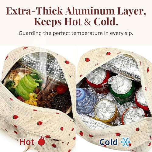 LOVELYWIND Lunch Box for Women Cute Lunch Bags for Women Lunch Tote Bags Reusable Insulated Lunch Box Large Capacity Reusable Insulated Cooler for Work or Travel Gifts or Beach thumbnail 5