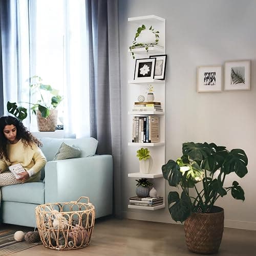 BKALEME 7 Tier Wall Shelf Unit, Floating Shelves for Storage Home Display, Versatile Lack Wall Shelves for Bedroom,Living Room,Office Decor, Tall Long Shelf for Book,Shoe,Vanity, Purse and TV White thumbnail 6