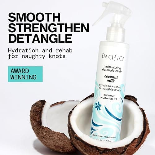Pacifica Coconut Milk Hair Detangler Spray - Leave In Conditioner Spray, Detangling Elixir Suitable for All Types, Fine and Curly Hair Products, Smoothing, Moisturizing, and Anti-Frizz - 207 mL thumbnail 2