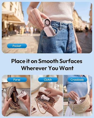 Gaiatop Portable Handheld Mini Fan, 6 Speeds 16900 RPM High Velocity Personal Fan with LED Display, USB Rechargeable, Mini Fan with Lanyard for Makeup, Travel, Outdoor Fan for Women Girl Gift, Pink thumbnail 7