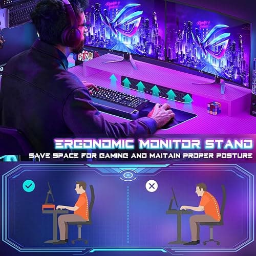 Homieasy Small Gaming Desk with Power Outlets Pegboard LED Light, 51 Inch L Shaped Computer Desk with Monitor Stand Storage Shelves, Reversible Corner Desk with Headset Hooks, Carbon Pink - Carbon Fiber Pink - 51 inch thumbnail 8