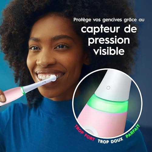 Oral-B Brosse A Dents Electrique iO 3 Rose, 3 Modes De Nettoyage Dont Blancheur, Brossage Silencieux, Capteur De Pression, Brossette De Rechange Oral B, Embout Rond, Chargeur, En Carton thumbnail 2