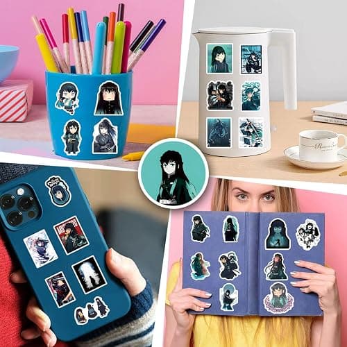 64pcs Classic Japanese Anime Stickers, Cute Cartoon Vinyl Waterproof Stickers for Water Bottle,Skateboard,Laptop,Phone,Journaling,Scrapbooking Decals for Teens Adults for Party Supply thumbnail 8