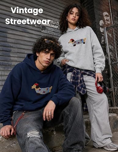 Vamtac Weiner Dog Hoodies Mens Oversized Hoodie Pullover Hooded Graphic Sweatshirt Embroidered Dachshund 2026 Trendy Tops thumbnail 2