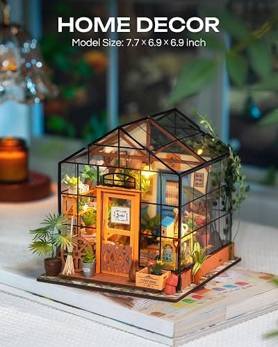 Rolife DIY Miniature House Kit-Mini Diorama 1/18 Greenhouse Dollhouse Building Kit with LED, Crafts for Adults Christmas Birthday Gift for Women Adults Dad Mom Home Decor (Cathy's Flower House) thumbnail 7