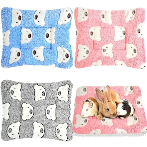 Jetec 3 Pcs Guinea Pig Beds, Fleece Small Animal Mats, Bear, Light Pink | 10 x 11 in Soft Double Sided Fleece Pad for Rabbit, Hamster, Chinchilla, Rat, Warm Hideout, Cozy Small Animal Cage Bed - Image 1