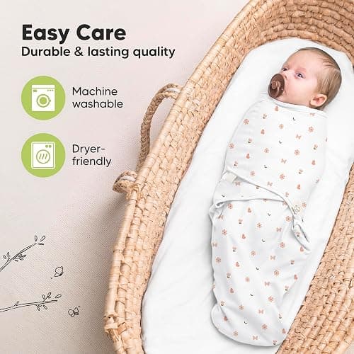 3-Pack Organic Baby Swaddle Sleep Sacks - Swaddles for Newborns, Infant 0-3 Months, Baby Girls, Boys, Soft & Snug Newborn Sleep Sack, Nursery Swaddling Blankets (Butterflies) thumbnail 7