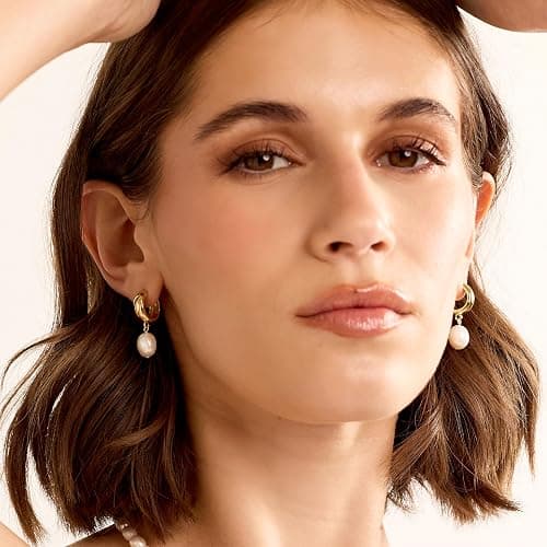 Electric Picks San Tropez Huggie Hoop Earrings - 14kt Gold Plated Pearl Earrings, Lightweight Earrings for Women, All Occasions thumbnail 4