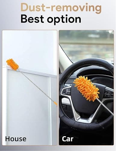 Microfiber Duster for Cleaning, Tukuos Hand Washable Dusters with 2pcs Replaceable Microfiber Head, Extendable Pole, Detachable Cleaning Supplies for Office, Car, Window, Furniture, Ceiling Fan thumbnail 4