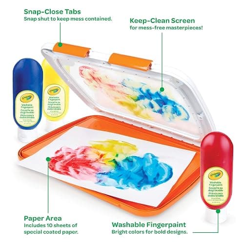 Crayola Mess Free Finger Painting Station – Washable Finger Paint for Toddlers, Essential Easter Basket Stuffers, Spring Arts & Crafts Set, Sensory Activity, Travel Toy, Ages 1+ thumbnail 5