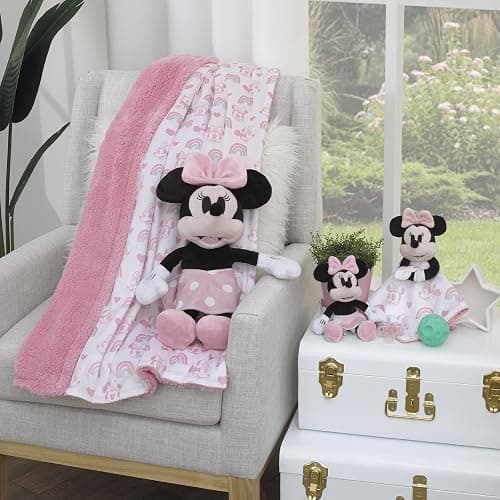 Disney Minnie Mouse White, Pink and Black with Polka Dot Skirt Plush Buddy Pacifier Holder thumbnail 5