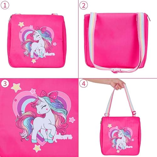 American Doll Travel Case Shoulder Bag for 18 Inch Dolls Accessories Set - Portable Bassinet with Pajamas & Rainbow Pony Handbag for Girl - Pillow Eye Mask Playset (Dolls Not Included) thumbnail 5