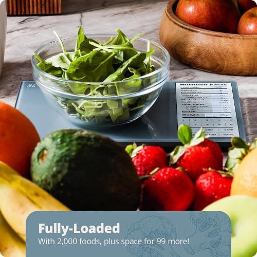 Greater Goods Digital Nutrition Scale – Accurate Macro and Calorie Tracking for Meal Prep, Weight Loss, and Healthy Eating | 2,000 Built-in Foods, Intuitive Nutrition Label Display, 11lb Cap, Blue thumbnail 4