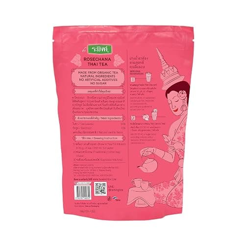Raming Pink Thai Tea Mix, Rosechana - Dye-Free, 100% Natural Loose Leaf Assam & Beetroot Blend for Thai Iced Tea and Milk Boba Tea - Authentic Original Thailand, 227g (8 oz) thumbnail 6