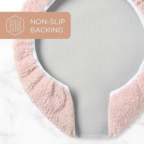 TOWN & COUNTRY EVERYDAY Ultra Plush Solid Tufted Toilet Lid Cover, Soft and Absorbent, Non-Slip Cover, Machine Washable, Blush, 18"x19" thumbnail 3