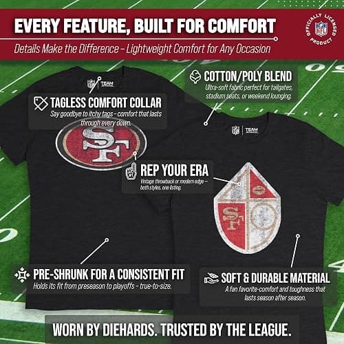 Team Fan Apparel NFL Modern Throwback T-Shirt - Cotton & Polyester Short Sleeve Adult Sports Tee thumbnail 3