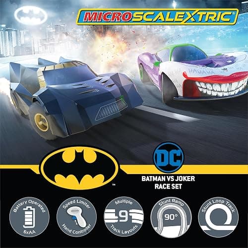 Scalextric G1155M Micro Car Race Track Sets for Kids Age 4+ - Batman vs Joker Themed Construction Set, Battery Powered Racing, Slot Cars Kids' Play Vehicles - Mini Toy Tracks for Boys thumbnail 2