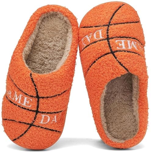 INMINPIN Kids Girls Boys Ball Sports Slippers Soft Curly House Shoes Memory Foam Non-Slip Indoor Outdoor Slippers for Sports Fan - Image 1