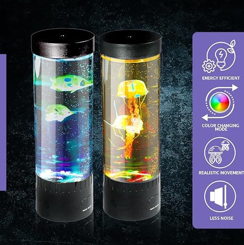 Brewish Jellyfish Lamp (Upgraded Motor 2025),16 Color Changing Mood Lamps, 4 Modes Aquarium Night Light, Artificial Fish Tank with Moving Fish, Sensory Room LED Lights for Autism, ADHD, Excellent Gift thumbnail 4