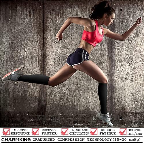 CHARMKING Compression Socks for Women & Men Circulation (3 Pairs) 15-20 mmHg is Best Support for Athletic Running Cycling thumbnail 2