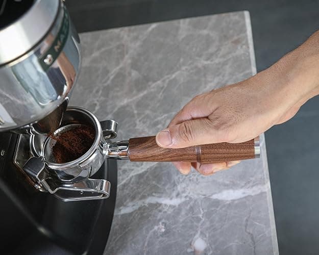 KNODOS 58mm Bottomless Portafilter for Gaggia Classic Pro, Evo, E24 Espresso Machines With Upgraded Walnut Handle and 18-21 Gram Filter Basket thumbnail 7