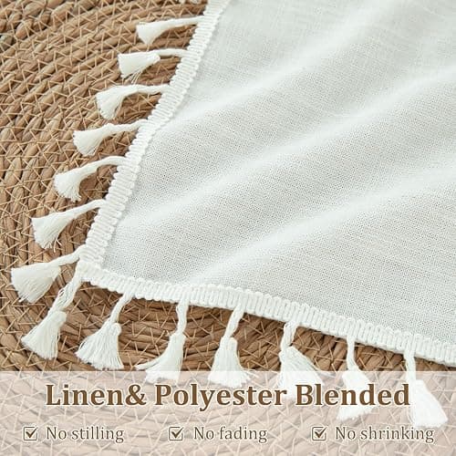 VOGOL Blue Leaf Embroidered Tablecloth, Linen Textured Rectangle Waterproof Wrinkle Free Table Cover for Family Dinner Table or Outdoor Gathering, 55 x 102 Inches thumbnail 6