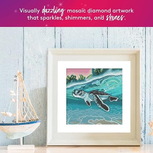 DIAMOND ART CLUB Tropical Sea Turtle Diamond Painting Kit, Fun DIY Crafts for Adults, Round Diamond Art Canvas, 13" x 13" thumbnail 3
