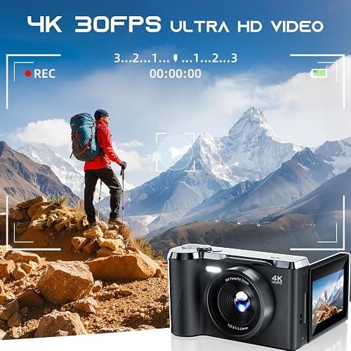 Digital Camera 2026 Upgrade for Photography, Video & YouTube | 56MP Autofocus Vlogging Camera with 3-Inch 180° Flip Screen, 16X Zoom, Built-in Flash, Compact Travel Camera with 32GB SD Card for Kids thumbnail 7