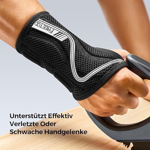 FREETOO Flexibel-Leicht Handgelenkschiene für Karpaltunnel, Atmungsaktive Handgelenk Bandagen mit eng anliegender S-förmiger Schiene, Verstellbare Handgelenkstütze für Verstauchung, Sehnenentzündung thumbnail 8