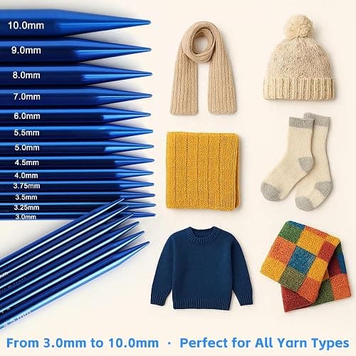 Interchangeable Circular Knitting Needles Set, 13 Pairs (26pcs) Aluminum Knitting Needles Kit, Sizes 3.0mm-10.0mm, Knitting Needle Case & Accessories, for Knitting Projects, Beginners & Advanced thumbnail 8