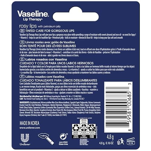 Vaseline Lip Therapy Rosy Lips 8-Pack – Moisturizing Lip Balm, Tinted, 0.16 Oz Ea thumbnail 2