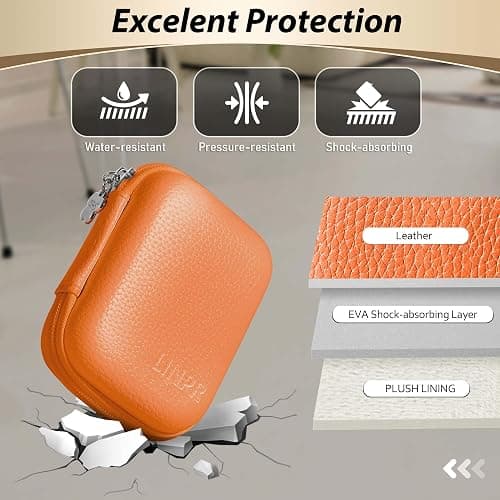Linpr Digital Camera Case for CAMKORY, KODAK PIXPRO FZ45/FZ55, Canon IXUS 285 HS, Lecran, Small Travel Compact Camera Holder with Mesh Pocket for Accessories SD Card (Orange) thumbnail 5