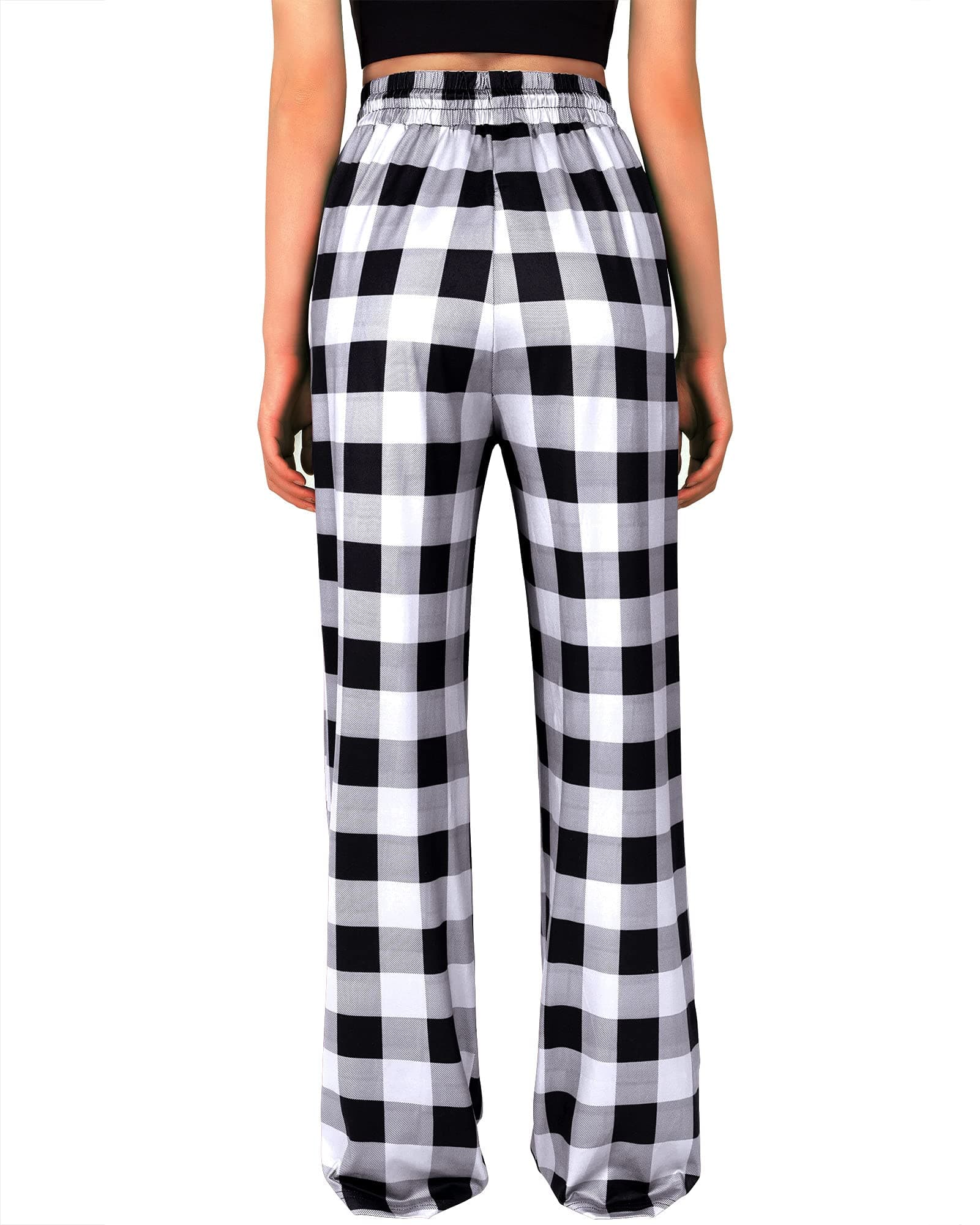 Alimens & Gentle Women's Pajama Pants Stretch Bottoms Cotton Drawstring Lounge Sleepwear with Pockets - Black&white - Medium thumbnail 2