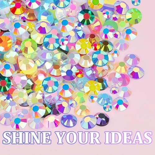2 Boxes Jelly Rhinestones for Bedazzling, 30600Pcs 3mm & 5mm Multicolor Flatback Resin Gems for Crafting, Bedazzler Kit with Tweezer for DIY Crafts Book Fabric Decor Nail Art thumbnail 6