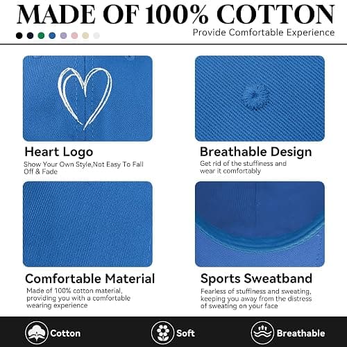 Zando 2025 Trendy Heart Baseball Caps for Women Men Girls Dad Adjustable Cute Cotton Ball Cap for Running Golf Tennies Travel thumbnail 5