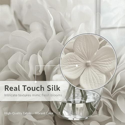 WFYTHMFLS Artificial Flower Hydrangea Fake Hydrangea, Used in The Center of The Family Bathroom Desk Shelf or Wedding Bouquet Decoration, Contains 6 White Branches thumbnail 4