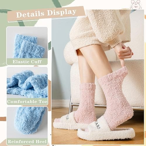 Premillow Fuzzy Socks for Women, Womens Winter Fluffy Socks 5 Pairs Ultra Soft Warm Fabric Sleeping Slipper Sock for Women thumbnail 5