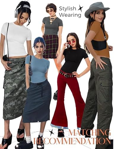 YOGINGO 2 Pack Womens Basic Short Sleeve Crew Neck T Shirt Slim Fit Tee Clothes Summer Y2k Going Out Crop Tops Tight Shirts thumbnail 8