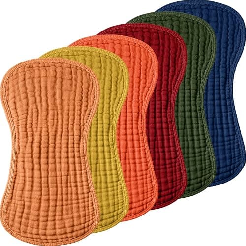 Frienda 6 Pack Muslin Burp Cloths Cotton Large 20''x 9'' Extra Absorbent and Soft Baby Burping Cloth for Baby Boy Girl Unisex(Retro Colors) - Image 1