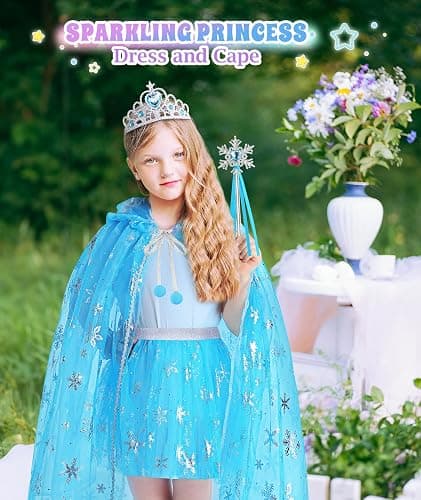 DOLNOW Princess Dress Up for Girls, Unicorn Light up Princess Cape Princess Dress Costume Crown Gift for Girls 3 4 5 6 thumbnail 8
