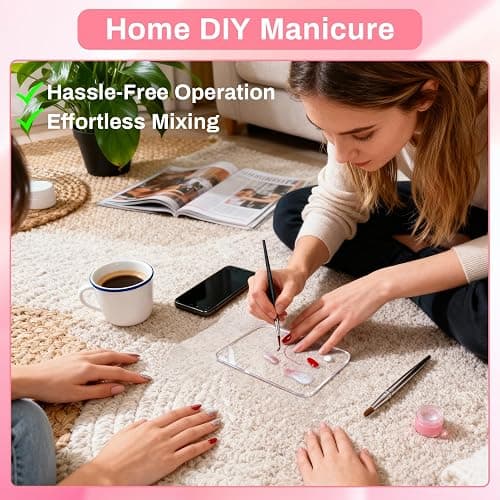 RAQEHO Acrylic Nail Art Palette - Transparent Nail Gel Polish Paint Mixing Pallet Design Plate For Nail Art Foundation Makeup Mixing Tray Display Stand Manicure Tools Supplies Accessories(3.15"×4.72" thumbnail 7