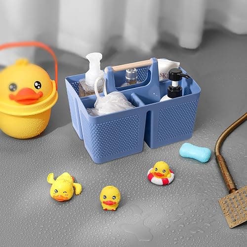 rejomiik Portable Shower Caddy Basket Plastic Cleaning Caddy Organizer Storage Tote with Handle for Bathroom, College, Dorm Room Essentials, Dark Blue thumbnail 4