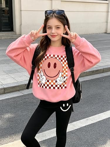 Lianpyxa Tween Girl Clothes Cartoon Sweatshirt Elastic Waist Sweatpants 2PCs Girls' Fall Clothing Sets thumbnail 3