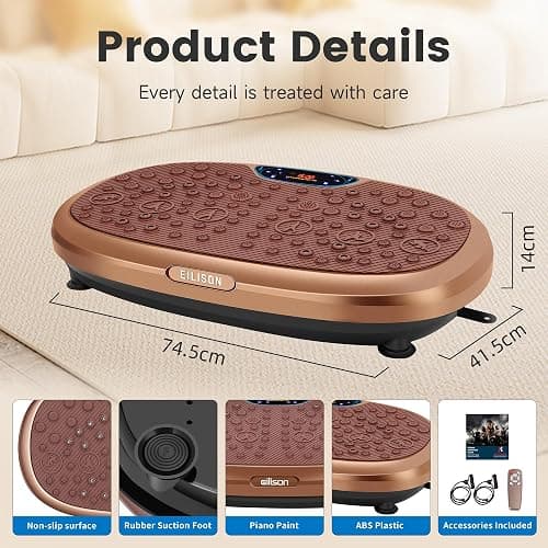 EILISON FitMaxx 3D XL Vibration Plate Exercise Machine - Whole Body Workout Vibration Platform w/Loop Bands - Lymphatic Drainage Machine for Weight Loss, Shaping, Wellness, Recovery thumbnail 6